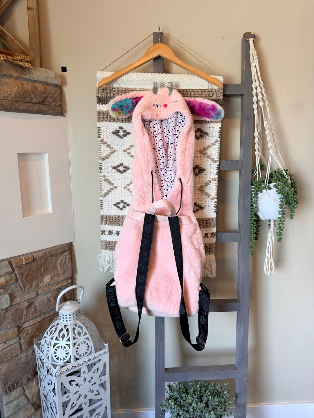 Rare Luv Betsey Johnson Bunny Rabbit Backpack Furry Baby Pink